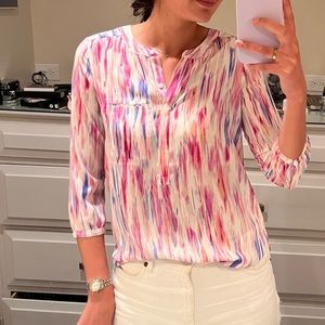 Anthropologie Colorful Watercolor Blouse Size XS